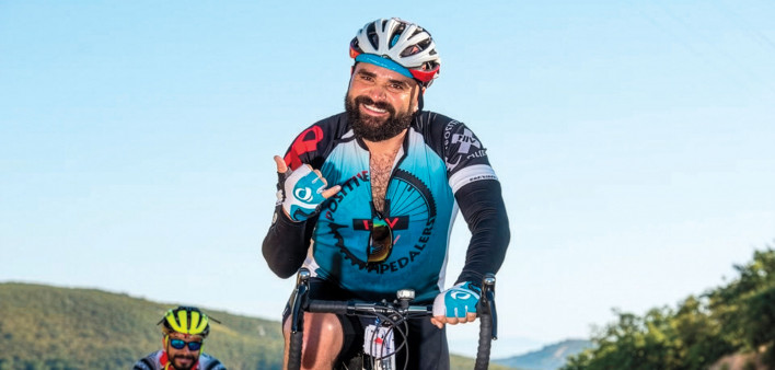 A rider in the 2019 AIDS/LifeCycle