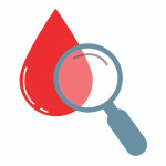 illustration magnifying glass and blood drop