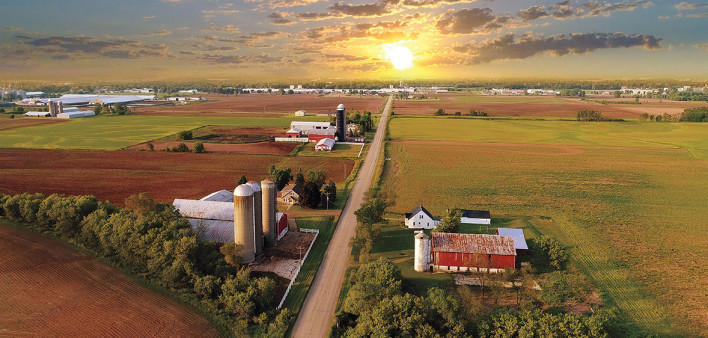 ariel view rural landscape