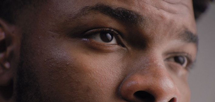 close up face black man