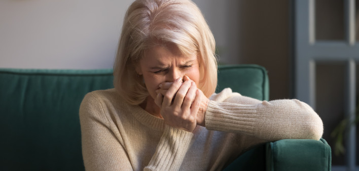 Sad stressed old middle aged woman widow mourning crying
