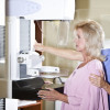 Woman gets a mammogram