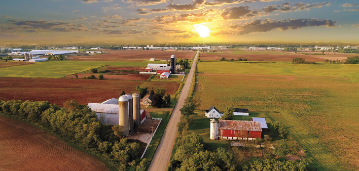 ariel view rural landscape