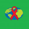graphic red ribbon globe