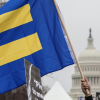 Human Rights Campaign marchers in DC rally to launch “100 Days of Healthcare,” April 23, 2026.