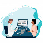 illustration doctor patient consultation