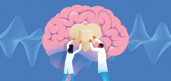 illustration doctors brain heart band aid
