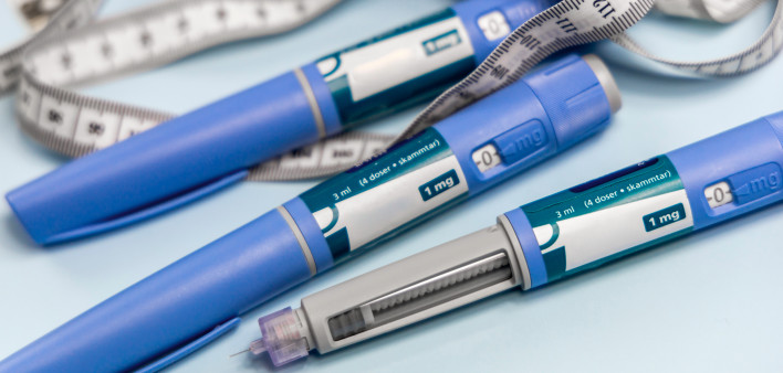 Ozempic Insulin injection pen or insulin cartridge pen for diabetics. Medical equipment for diabetes parients. stock photo Injecting, Semaglutide, Medical Injection, Syringe, Abdomen