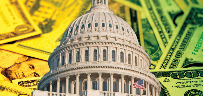 illustration Capitol building and money