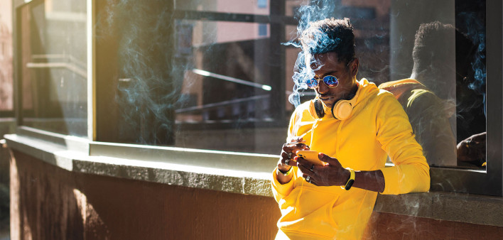 young black man smoking
