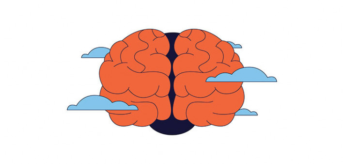 brain in the clouds illustration