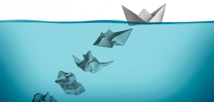 paper boats in water
