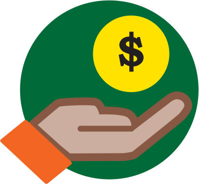illustration hand holding money dollar sign