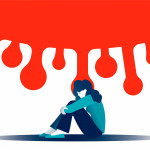 Concept of mental health and anxiety due covid-19. Female subject