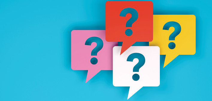 speech bubbles with question marks illustration