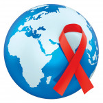 illustration globe and red ribbon
