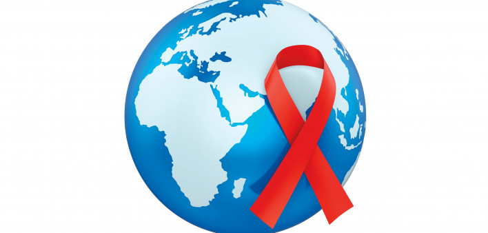 illustration globe and red ribbon