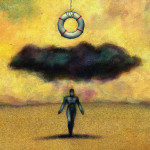 illustration of life preserver hanging over a black cloud and dark figure