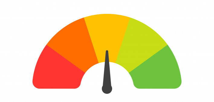 Customer satisfaction meter with different emotions.