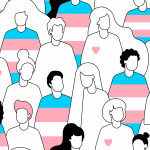 Transgender crowd of people seamless pattern.