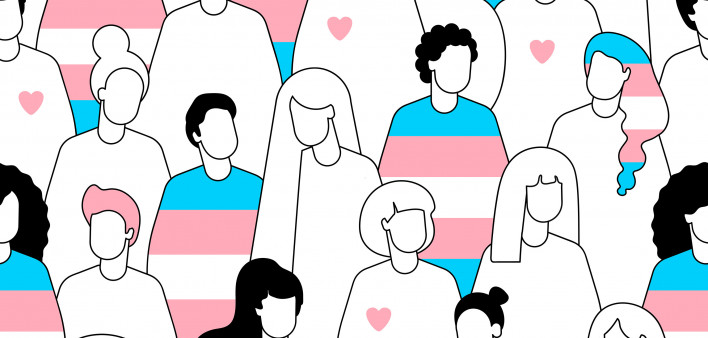 Transgender crowd of people seamless pattern.