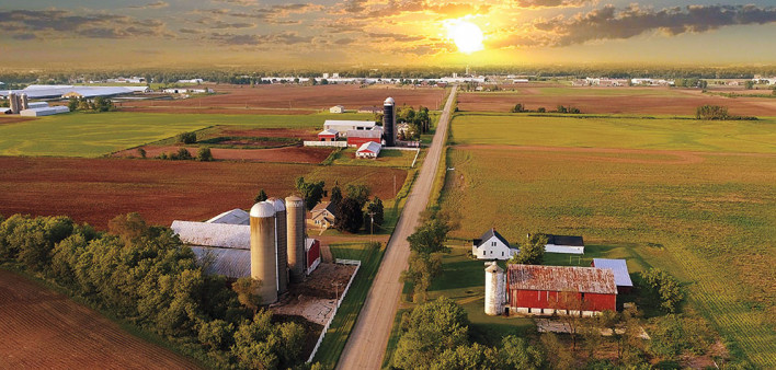 ariel view rural landscape