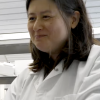 Breast medical oncologist Jennifer Rosenbluth, MD, PhD, right, works with organoids.