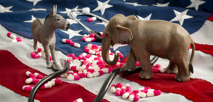 The fight over the Affordable Care Act and healtcare concept