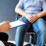 Male doctor and prostate cancer patient are discussing about prostate cancer test report. Diagnostic, prevention of men diseases,