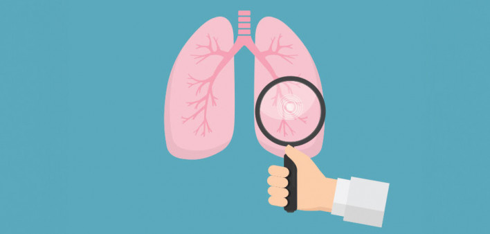 maginfying glass lungs examine doctor