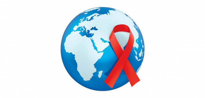 illustration globe and red ribbon