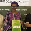 Beatriz Grinsztejn, WinnieByanyima and Erika Castellanos at AIDS 2026 opening press conference