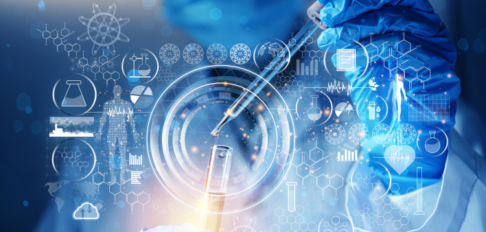 Genetic research and Biotech science Concept.