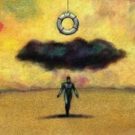 illustration of life preserver hanging over a black cloud and dark figure