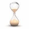 an hourglass with sand running downwards
