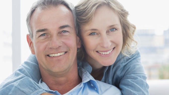 A smiling Caucasian couple 
