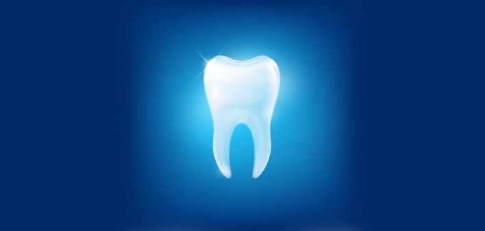 a tooth against a blue background