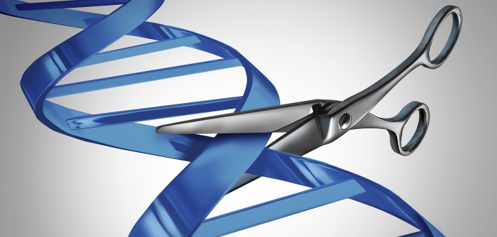 illustration of scissors cutting DNA 