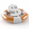 a US dollar symbol in a life preserver