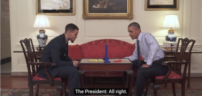 President Barack Obama and NBA Stephen Curry