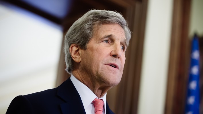  US Secretary of State John Kerry during a joint press conference with President of Ukraine Petro Poroshenko in Kiev