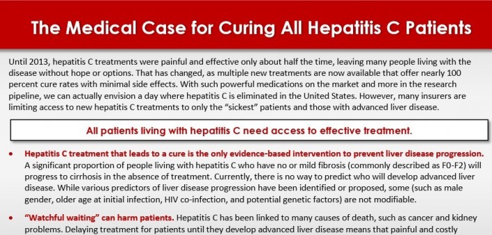 Medical Case for Curing All Hepatitis C Patients Fact Sheet