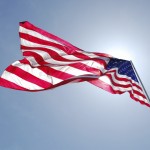 US Flag blowing in the wind