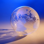 a transparent globe casting a shadow