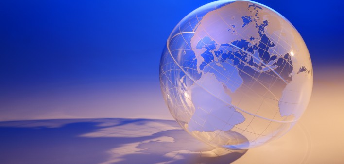 a transparent globe casting a shadow