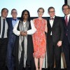 Bailey House board chairman Matt Farber, Bailey House CEO Dan Tietz, Whoopi Goldberg, Cynthia Nixon, James LaForce, Stephen Henderson, Bailey House Gala & Auction 2018, Pier 60 at Chelsea Piers, NYC, March 8, 2018