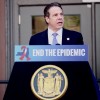 Governor Andrew Cuomo, endorsing New York State’s Blueprint to End the AIDS Epidemic in front of New York City’s LGBT Center, April 2015
