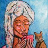 Luis Tavales, "A woman with coffee and her pussycat", 2015