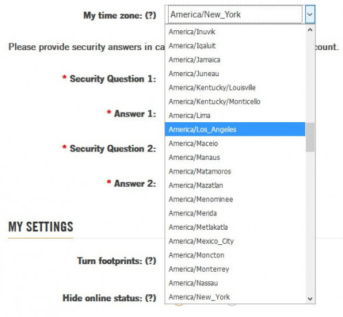 POZ Personals time zone