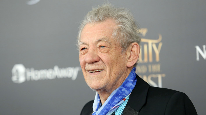 Sir Ian McKellen attends the premiere of “Beauty and the Beast” at Alice Tully Hall on April 13, 2017, in New York City.